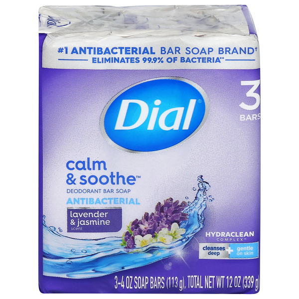 Dial Lavender & Twilight Jasmine Antibacterial Deodorant Soap Bars - 3 ct