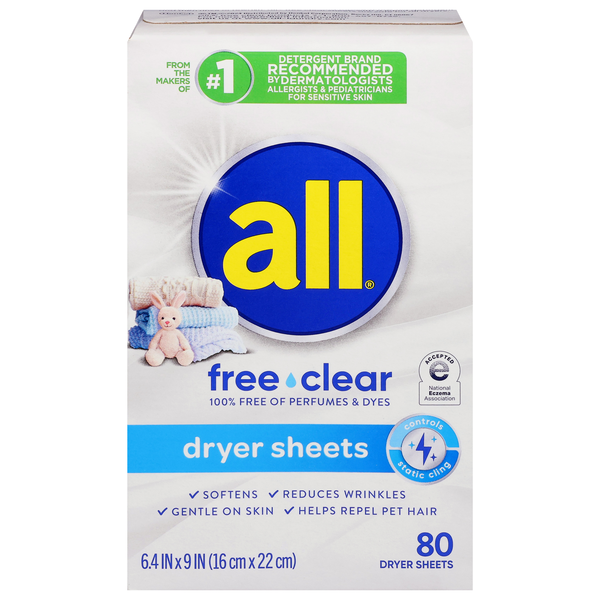 all Free & Clear for Sensitive Skin Fabric Softener Dryer Sheets