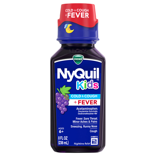 Vicks NyQuil Kids Grape Cold & Cough + Fever Multi-Symptom Relief Liquid