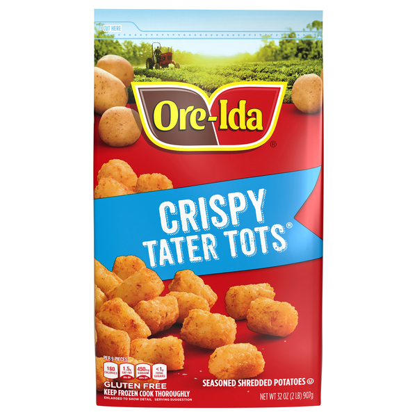 Ore-Ida Crispy Tater Tots Seasoned Shredded Potatoes Frozen
