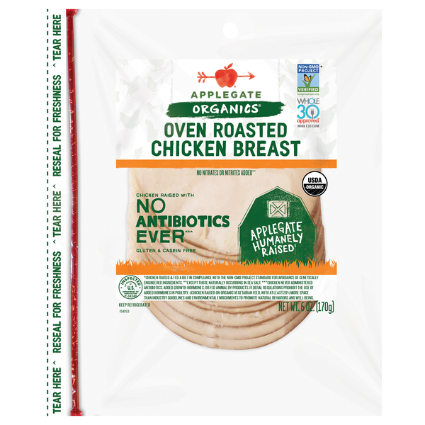 Applegate Organics Antibiotic Free Oven Roasted Chicken Breast Sliced