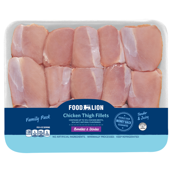 Food Lion Boneless Skinless Chicken Thigh Fillets Fresh