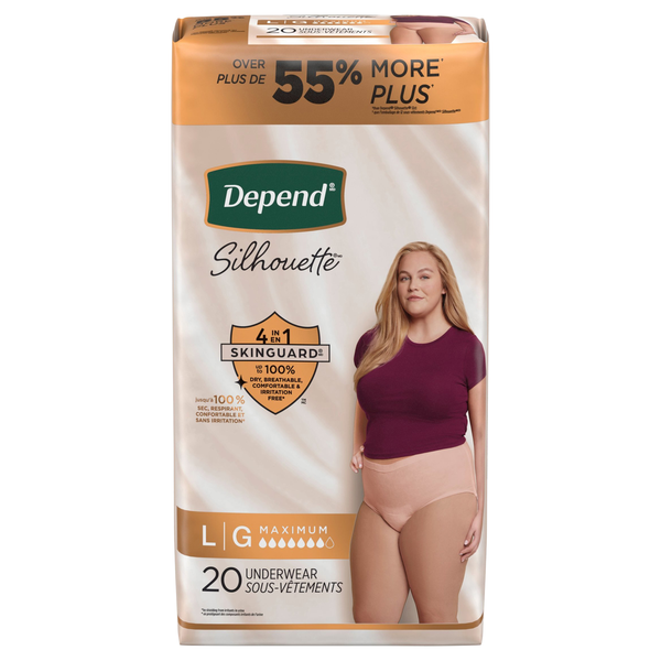 Depend Women's Silhouette Incontinence Underwear Maximum L