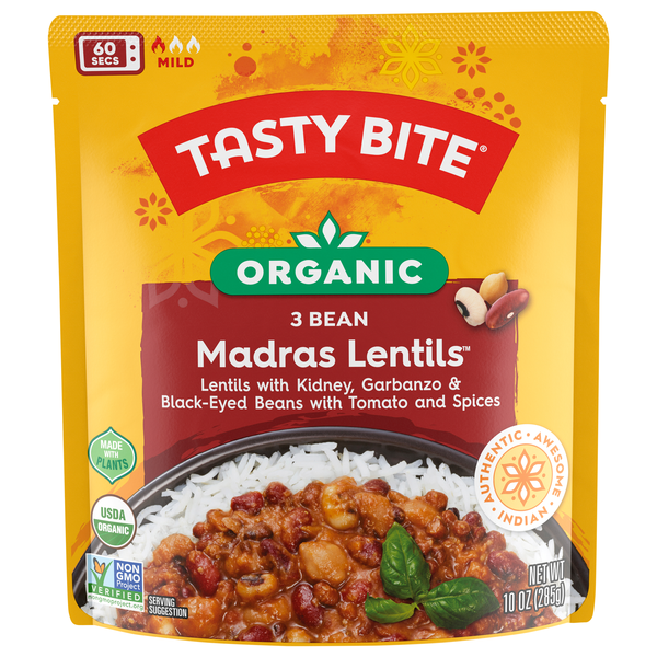 Save on Tasty Bite 60 Second Indian 3 Bean Madras Lentils Mild Organic