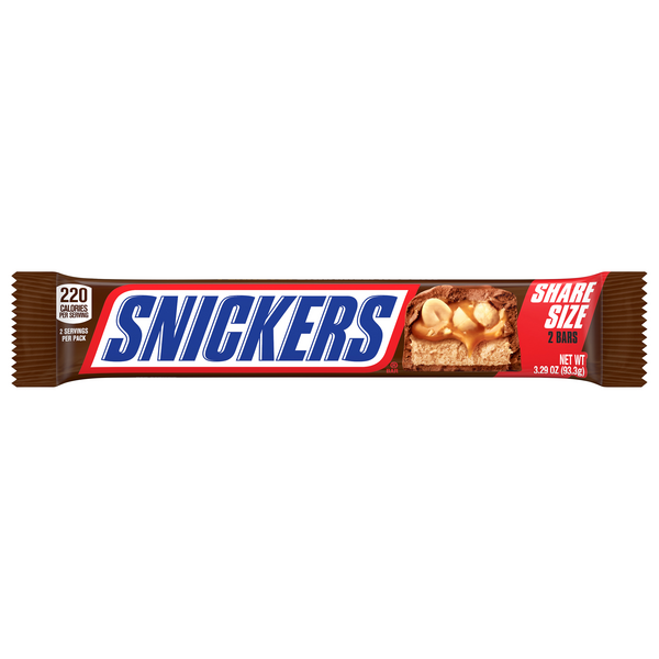 Snickers Peanuts Caramel & Milk Chocolate Candy Bar Share Size - 2 ct
