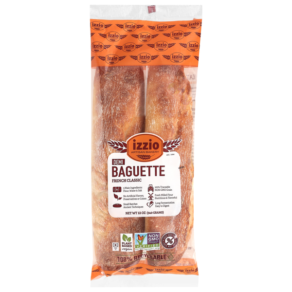 Izzio Artisan Bakery French Classic Demi Baguette - 2 ct