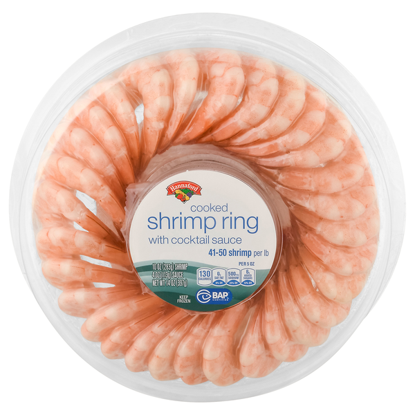 Hannaford Cooked Shrimp Ring with Cocktail Sauce 41-50 ct per lb Frozen