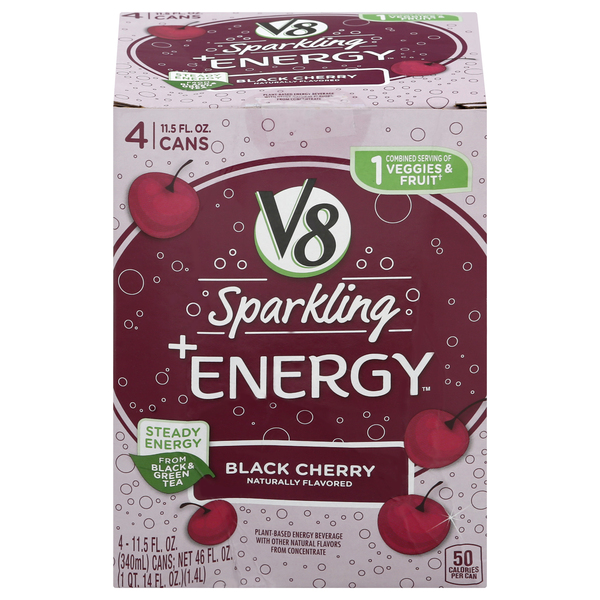 Save on V8 Sparkling +Energy Black Cherry 4 ct Order Online Delivery