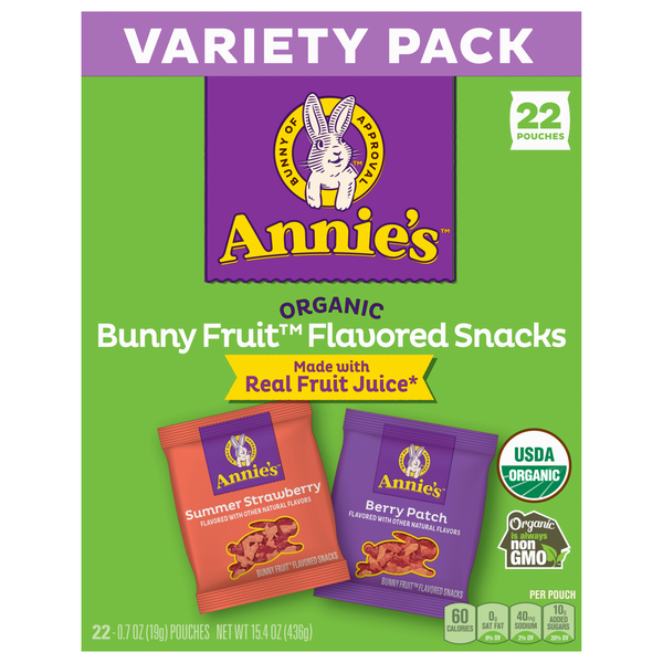 Annie's Organic Variety Pack Bunny Fruit Flavored Snacks - 22 ct