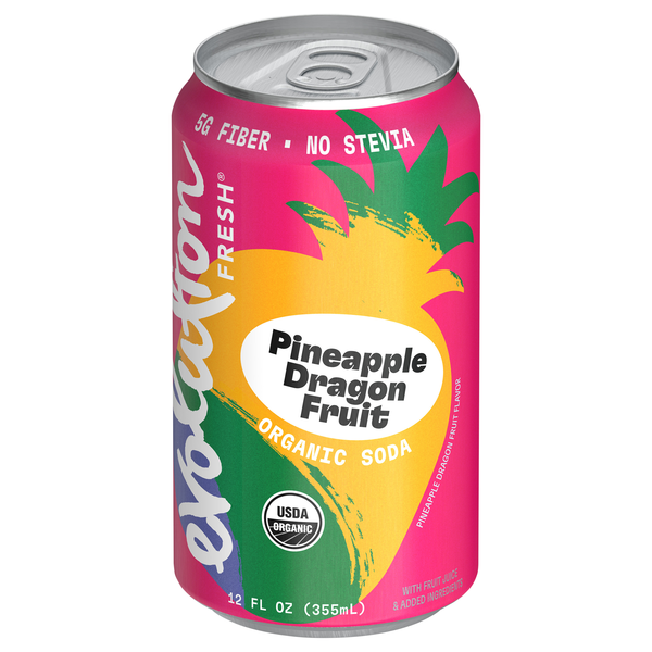 Evolution Fresh Organic Pineapple DragonFruit Real Fruit Soda Refrigerated