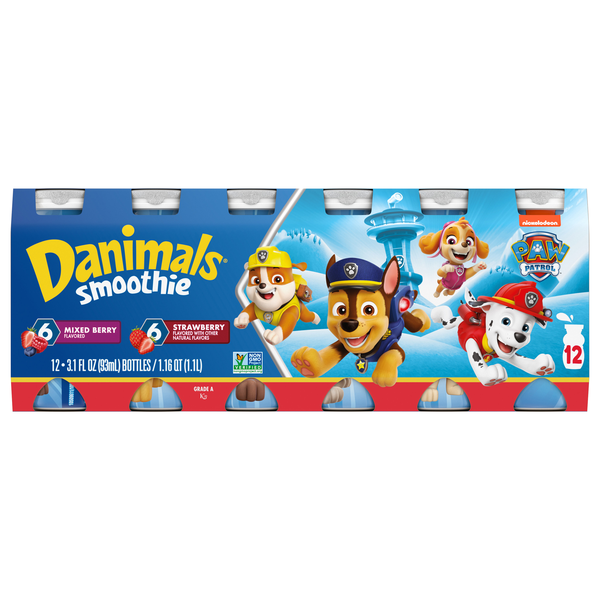 Danimals Smoothie Soaring Strawberry & Incredible Berry Drink - 12 pk