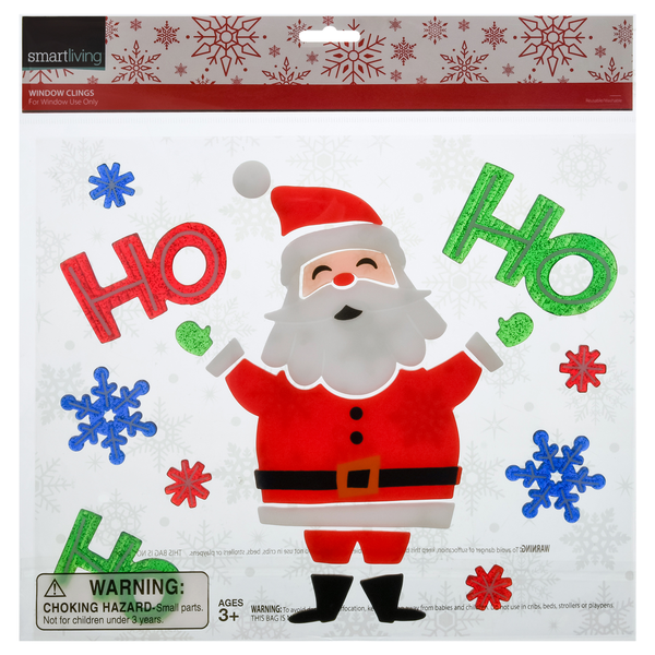 Smart Living Holiday Window Clings Santa