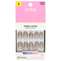 Kiss Glam Embellished Nails Short Length Golden Hour Affairs