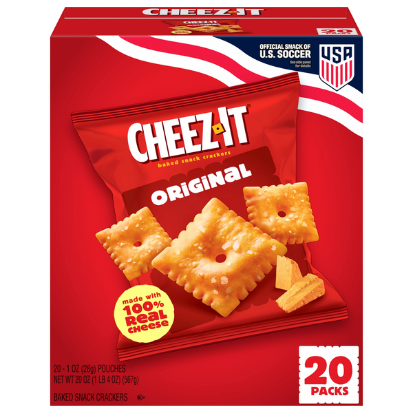 Cheez-It Original Baked Cheese Crackers Packs - 20 ct