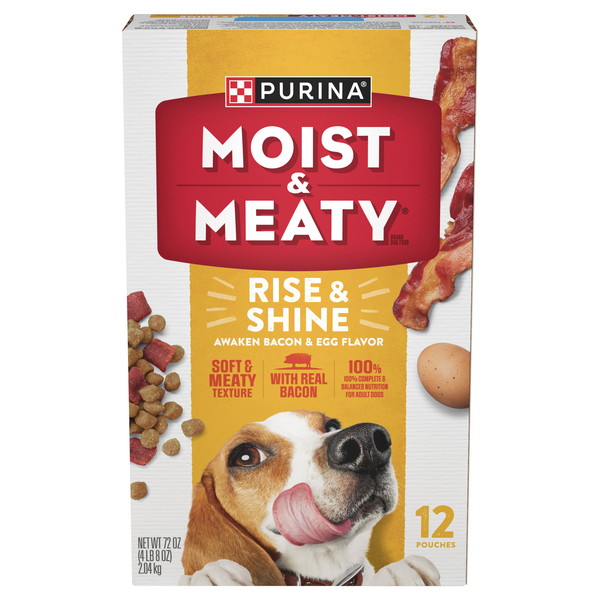 Purina Moist & Meaty Rise & Shine Bacon & Egg Adult Soft Dog Food - 12 ct