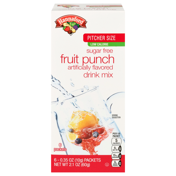 Hannaford Sugar Free Fruit Punch Drink Mix - 6 ct