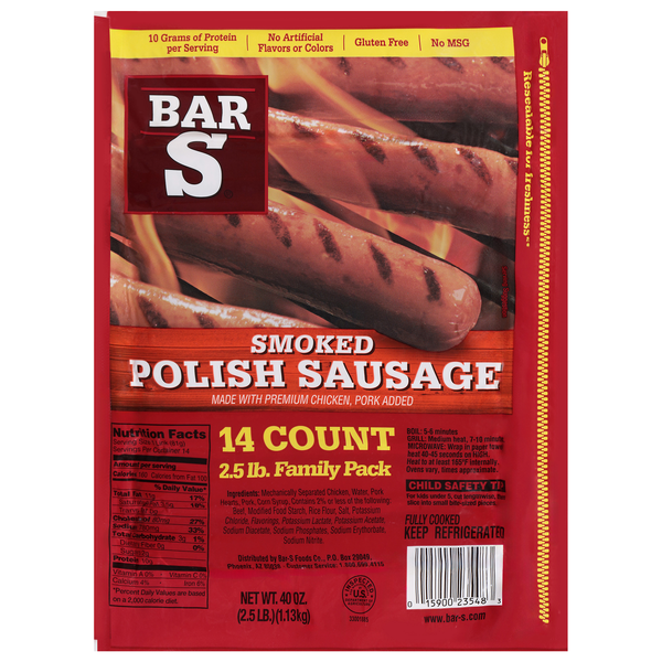 Bar-S Smoked Polish Sausage - 14 ct