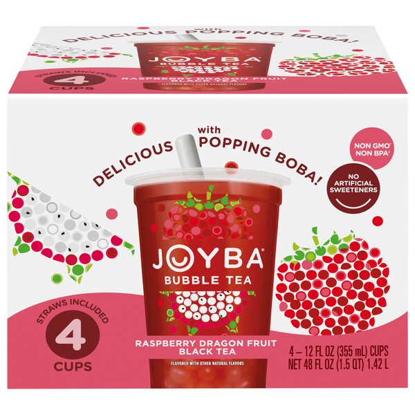 Joyba Raspberry Dragon Fruit Black Bubble Tea - 4 pk