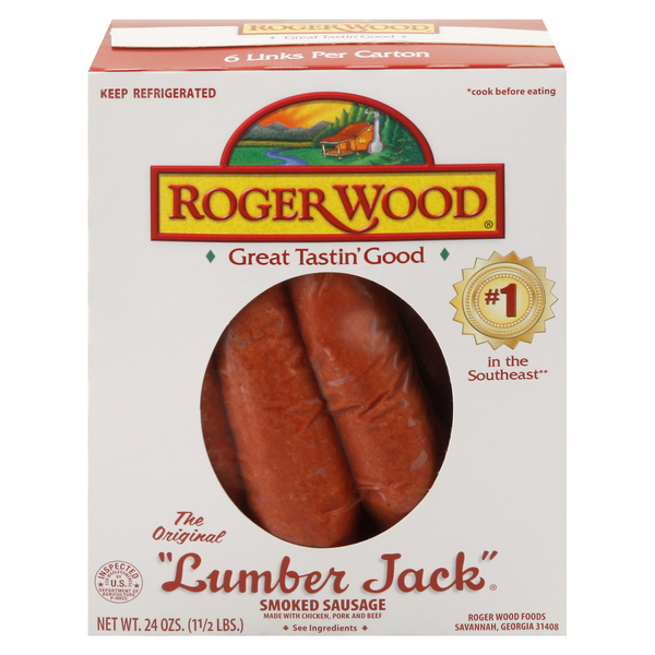 Roger Wood Lumber Jack Smoked Sausage - 6 ct
