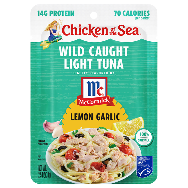 Chicken of the Sea Wild Caught Light Tuna Seasoned McCormick Lemon Garlic