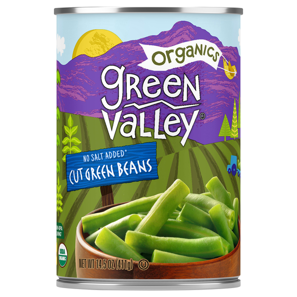 Green Valley Organics No Salt Added Cut Green Beans