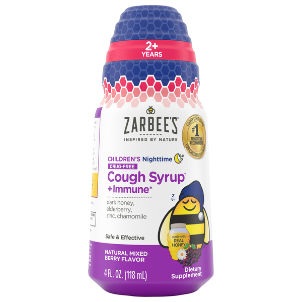 Zarbee's Children's Nighttime Cough Syrup + Immune Berry Flavor Ages 2+