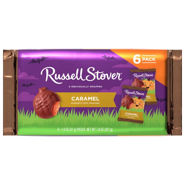 Russell Stover Caramel Milk Chocolate Halloween Candy Pumpkins - 6 ct