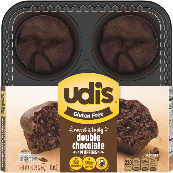 Udi's Gluten Free Double Chocolate Muffins - 4 ct Frozen