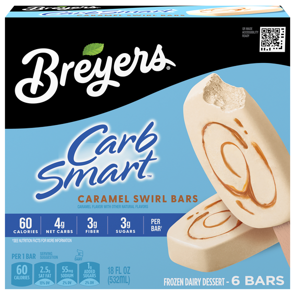 Breyers Carb Smart Caramel Swirl Frozen Dairy Dessert Bars - 6 ct
