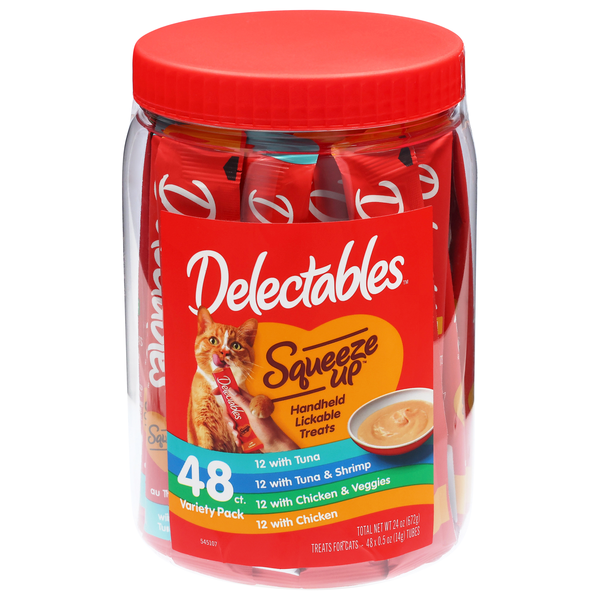 Delectables Squeeze Up Lickable Cat Treats Variety Pack - 48 ct