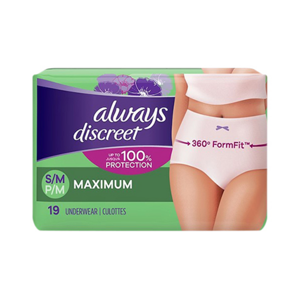 Save on Always Women's Discreet Incontinence Underwear Maximum S/M