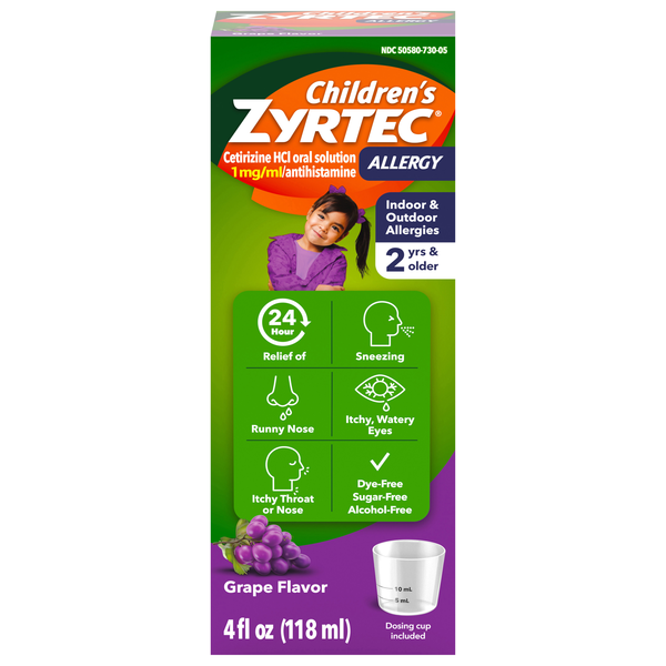 Zyrtec Children's Indoor & Outdoor Allergy Relief Grape Syrup Sugar Free