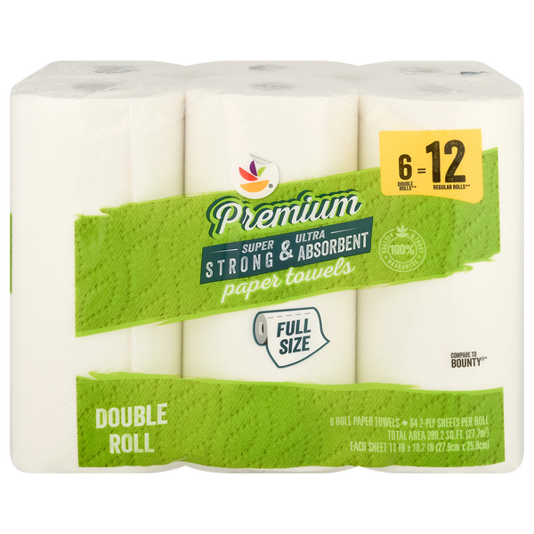 Our Brand Premium Full Sheet White Double Roll 2-Ply Paper Towels - 6 ct