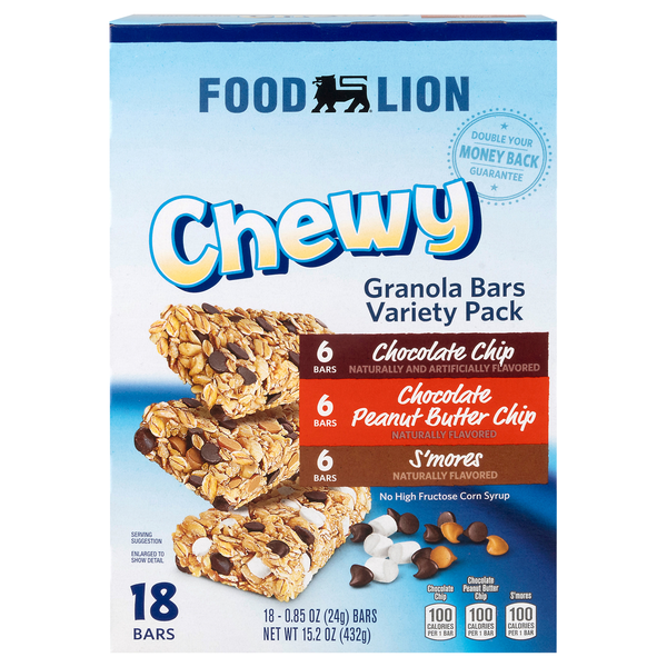 Food Lion Chewy Granola Bars Variety Pack - 18 ct