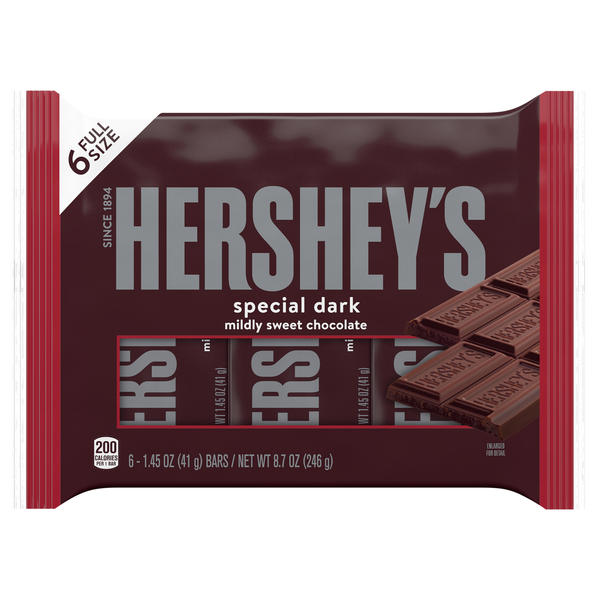 Hershey's Special Dark Chocolate Candy Bars Full Size - 6 ct