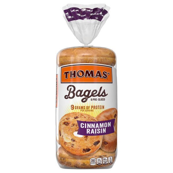 Thomas' Cinnamon Raisin Pre-Sliced Bagels - 6 ct
