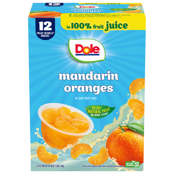 Dole Mandarin Oranges Fruit Cups in Juice - 12 ct