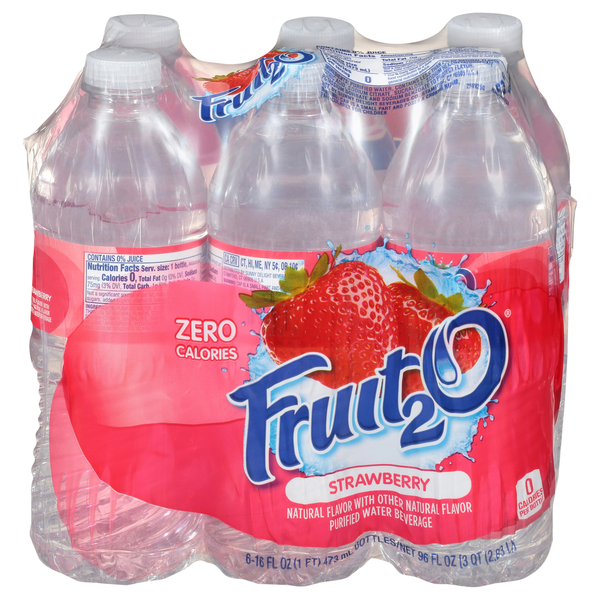 Fruit2O Zero Calories Strawberry Flavored Purified Water Beverage - 6 pk