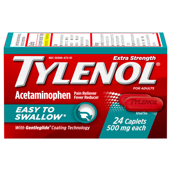 Tylenol Extra Strength 500mg Easy to Swallow Acetaminophen Caplets