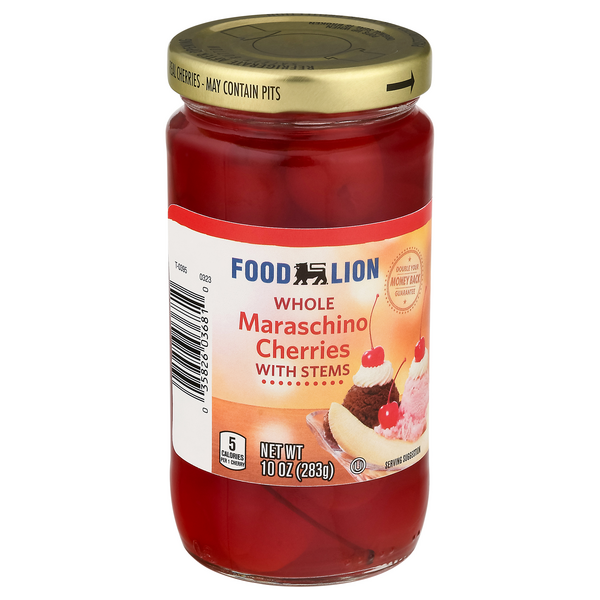 Food Lion Whole Maraschino Cherries with Stems