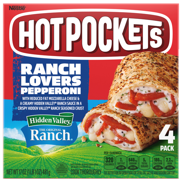 HOT POCKETS Hidden Valley Ranch Lovers Pepperoni Sandwiches - 4 ct Frozen