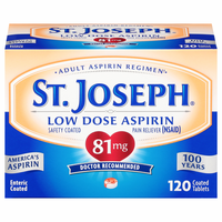 St. Joseph Low Dose Aspirin Regimen 81 mg Pain Relief Coated Tablets