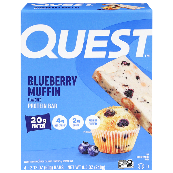 Quest Keto Friendly Blueberry Muffin 21g Protein Bars - 4 ct