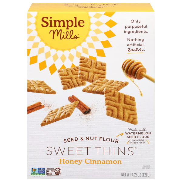 Simple Mills Gluten Free Thins Honey Cinnamon Seed & Nut Flour Cookies