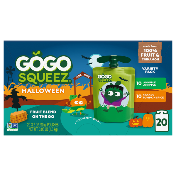 GoGo squeeZ Fruit & Veggies Halloween Variety Park Pouches - 20 ct