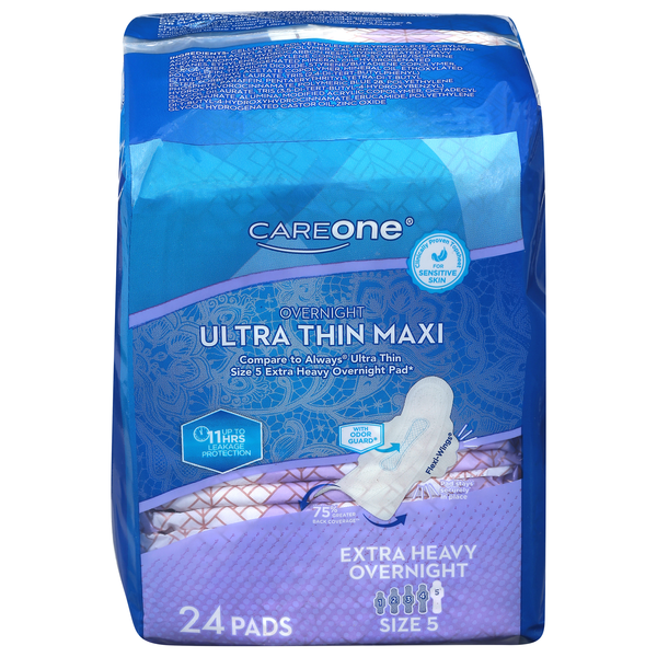 CareOne Extra Heavy Overnight Maxi Pads with Wings