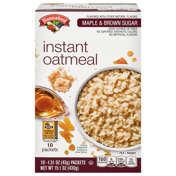 Hannaford Maple & Brown Sugar Instant Oatmeal - 10 ct