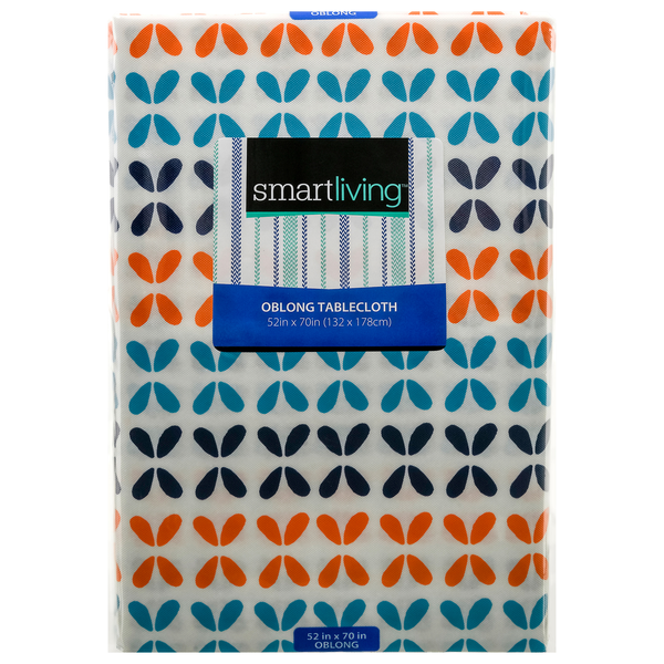Smart Living Oblong Summer Tablecloth Geometric Orange & Blue 52x70 Inch