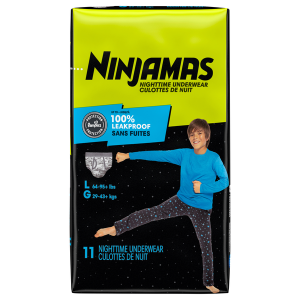 Ninjamas Boys L Nighttime Underwear 64-95+ lb