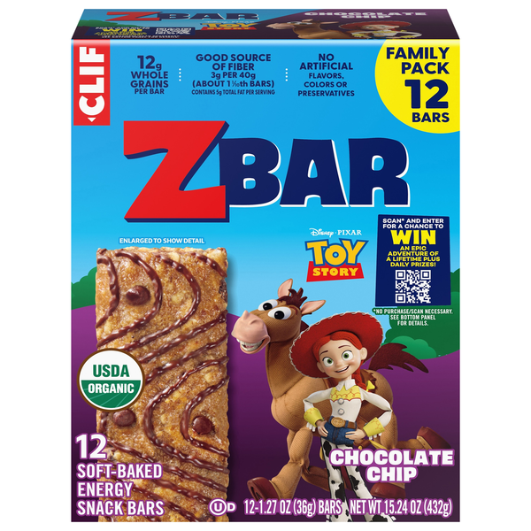 CLIF Zbar Organic Chocolate Chip Soft Baked Energy Snack Bars - 12 ct